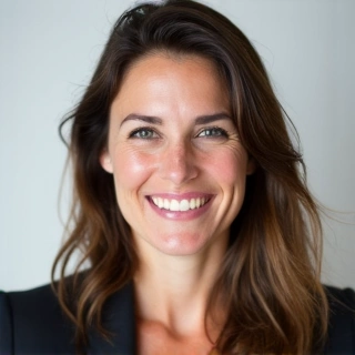 Portrait of a smiling woman with a professional yet approachable demeanor, likely a founder or CEO.